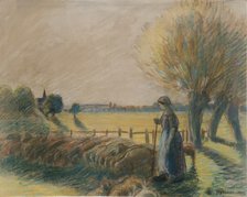 The shepherdess of Eragny, c1890s Artist: Camille Pissarro.