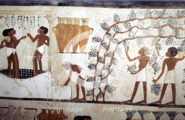 Wall painting from the tomb of the scribe Menna, Thebes, Ancient Egyptian, 18th dynasty. Artist: Unknown
