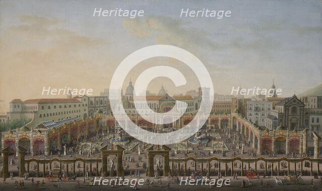 Naples, Piazza Trieste e Trento viewed from a balcony of the Palazzo Reale, 1763. Creator: Joli, Antonio (1700-1777).
