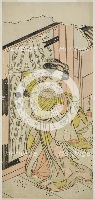 The Actor Nakamura Tomijuro I as Lady Hangaku (Hangaku Gozen) in the Play Wada-..., c. 1777. Creator: Shunsho.