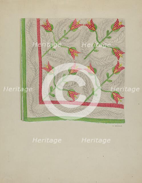 Applique Quilt, c. 1936. Creator: Madeline Arnold.