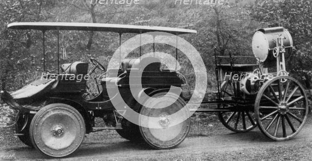 1905 Arrol Johnston with search light trailer in Sudan. Creator: Unknown.