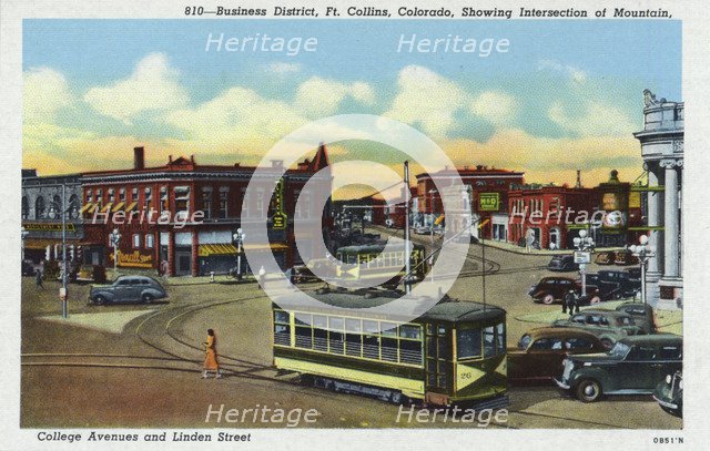 Business district, Fort Collins, Colorado, USA, 1940. Artist: Unknown