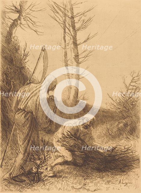 Death and the Woodcutter, 2nd plate (Le mort et le bucheron). Creator: Alphonse Legros.