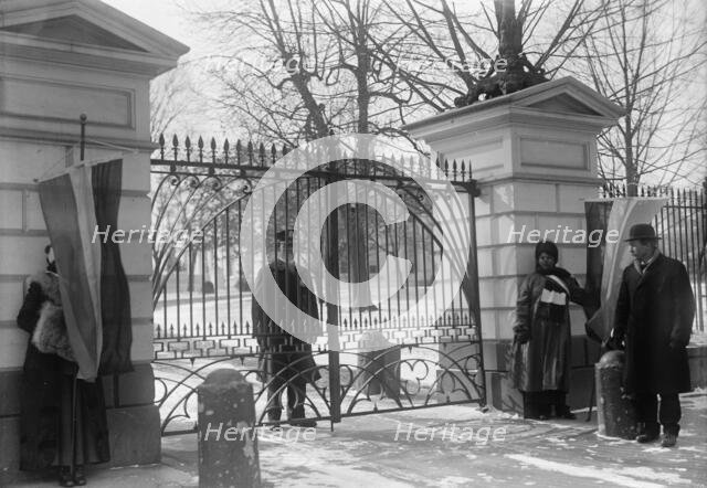 Woman Suffrage - Pickets at White House, 1917. Creator: Harris & Ewing.