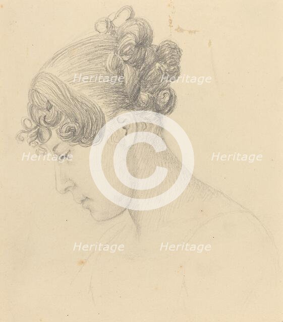Head of a Woman Looking Down (Theresa Turner?). Creator: John Flaxman.