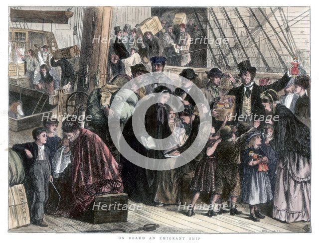 'On board the emigrant ship', 1871. Artist: Unknown