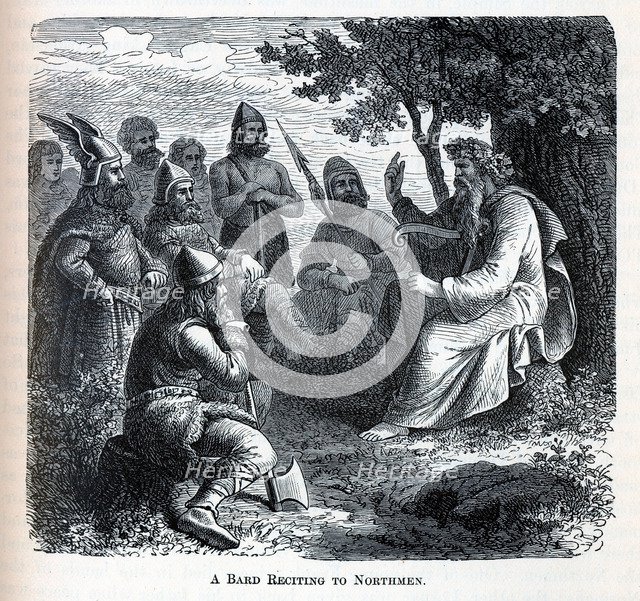 A Bard Reciting to Northmen, 1882. Artist: Anonymous  