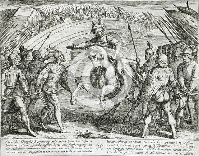 Civilis Separates Germans and Dutch Troops, Publshed 1612. Creator: Antonio Tempesta.