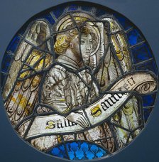Stained Glass Roundel with an Angel Holding a Scroll, c. 1425-1450. Creator: Unknown.