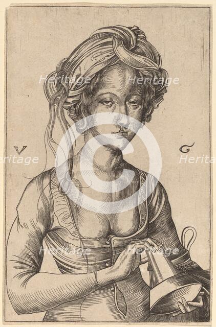 A Bust Figure of a Foolish Virgin Holding Her Inverted Lamp. Creator: Urs Graf.