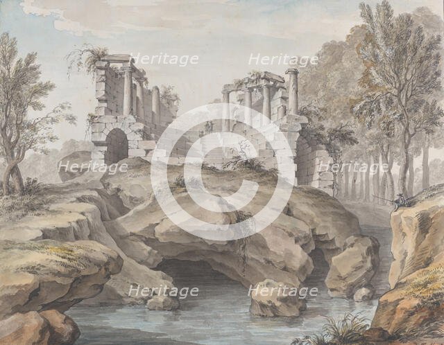 Design for a Naumachia, in the gardens at Chateau d'Enghien, Belgium, 1782. Creator: Charles de Wailly.