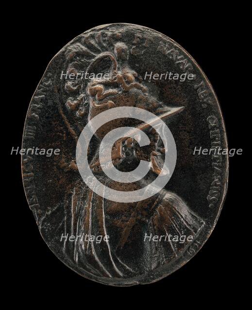 Henri IV, 1553-1610, King of France 1589, as Mars [obverse], model 1601, cast possibly before 1610. Creator: Nicolas Guinier.