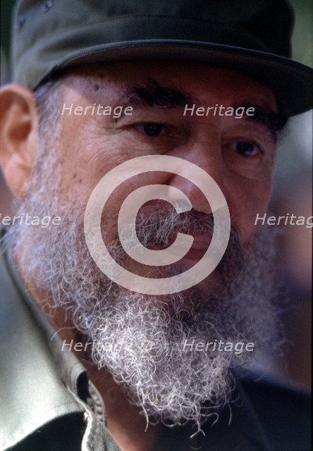 Fidel Castro (1926-) Cuban politician,  1992 portrait.