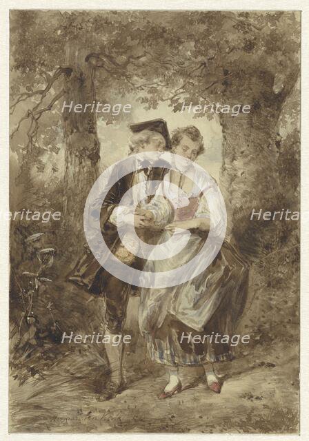 In love couple in the forest, 1832-1891. Creator: Herman Frederik Carel Ten Kate.