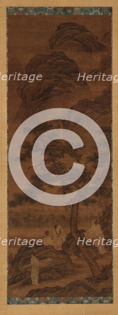 Mountain landscape: three poets and an attendant under a pine tree, Ming dynasty, 16th century. Creator: Unknown.