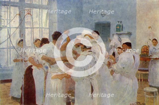 'Surgeon Yevgeni Vasilyevich Pavlov (1845-1916) in the Operating Theatre', 1888, (1965). Creator: Il'ya Repin.