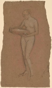 Standing Female Nude Holding a Bowl [recto], 1868/1873. Creator: James Abbott McNeill Whistler.
