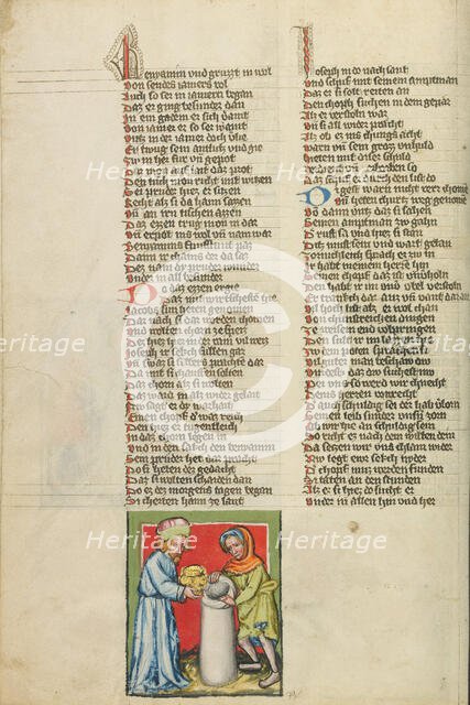 The Silver Cup Hidden in Benjamin's Bag; Weltchronik, about 1400-1410. Creator: Unknown.