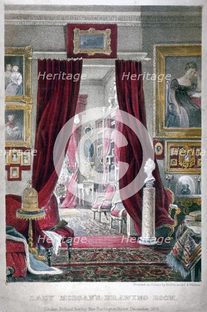 Lady Morgan's drawing room, no 11 William Street, Lowndes Square, Chelsea, London, 1858. Artist: Anon