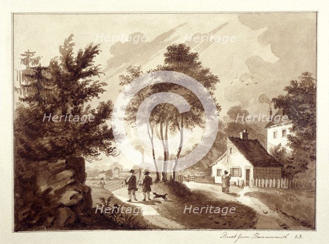 View of Brook Green, Hammersmith, London, c1820. Artist: EB