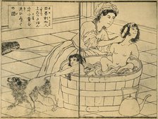 'American Woman Bathing her Children', 1862-1865, (1924).  Creator: Sadahide Utagawa.