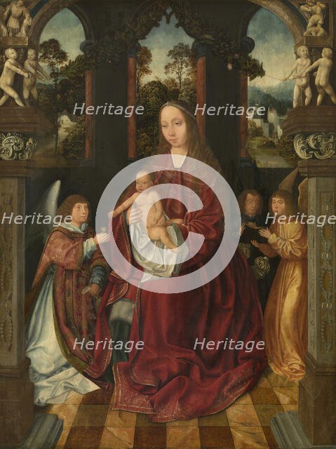 Madonna with Angels, c1520s. Creator: Master of the Holy Blood.