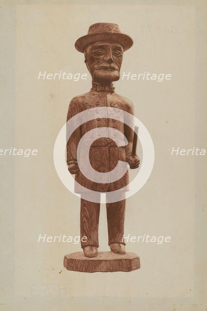 Carved Policeman, 1935/1942. Creator: Mildred E Bent.