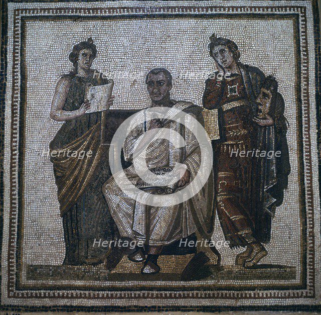 Roman mosaic of Virgil, 1st century. Artist: Unknown