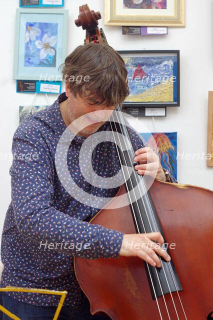 Andy Cleyndert, Eriko Ishihara Trio, Clocktower Cafe, Croydon, London, August 2024. Creator: Brian O'Connor.