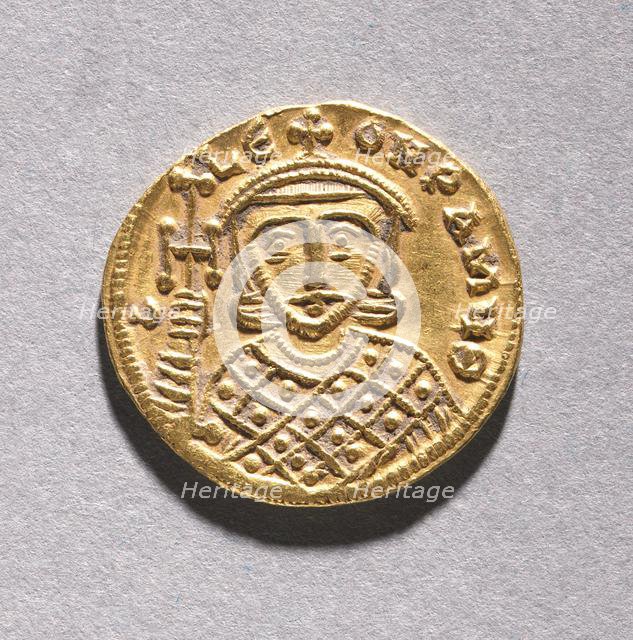 Solidus with Leo IV the Khazar and His Father Constantine V Copronymus , c. 751-775. Creator: Unknown.