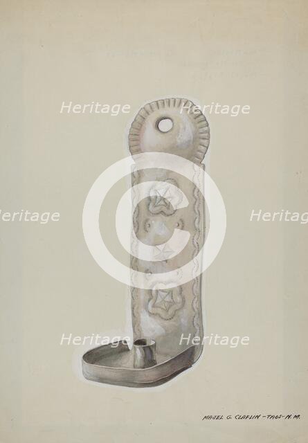 Tin Candle Sconce, c. 1937. Creator: Majel G. Claflin.