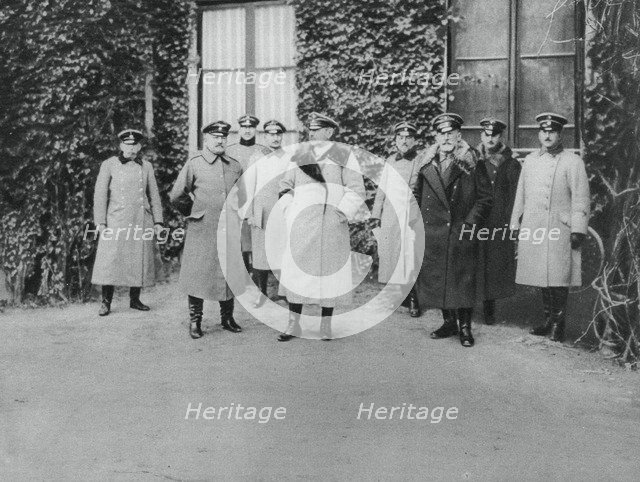 General Alexander von Kluck and other officers, World War I, 1915. Artist: Unknown