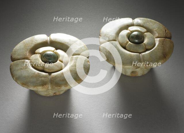 Flower-Shaped Earflares, between 550 and 850. Creator: Unknown.