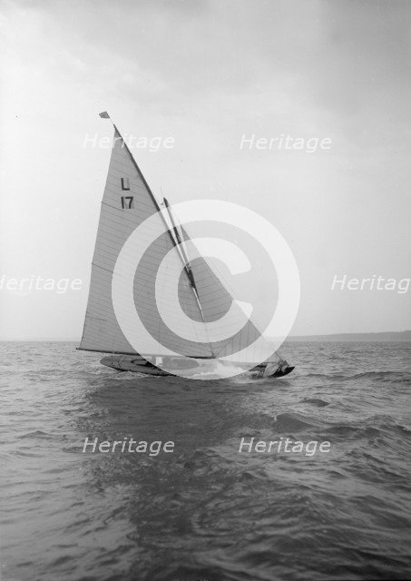 The 6 Metre 'Ejnar' breaking waves, 1912. Creator: Kirk & Sons of Cowes.