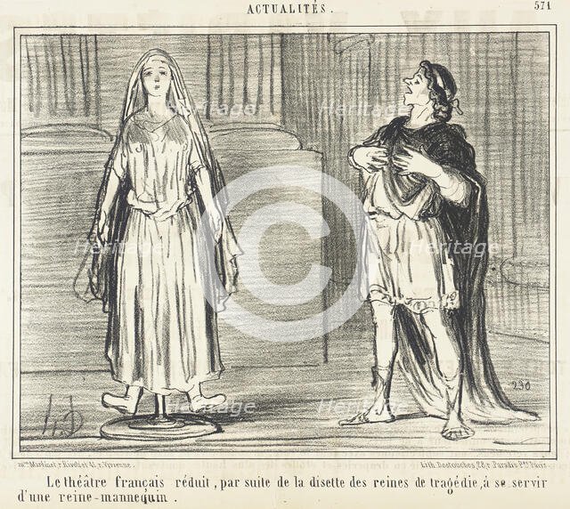 Le Théâtre français réduit...à se servir..., 1858. Creator: Honore Daumier.