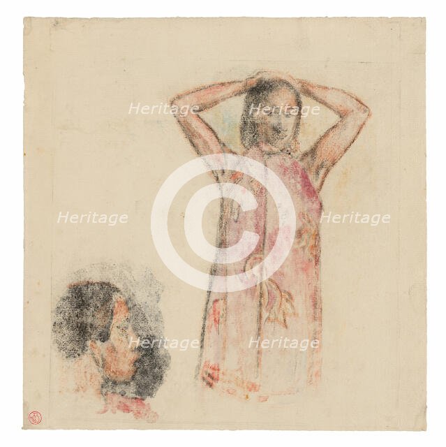 Tahitian Girl in Pink Pareu, 1894. Creator: Paul Gauguin.