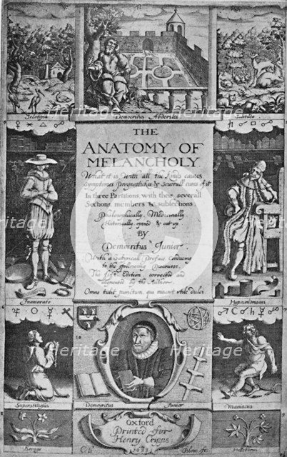 'Title-Page to Burton's Anatomy of Melancholy, 1628', 1628, (1903). Artist: Jacob Christoph Le Blon.
