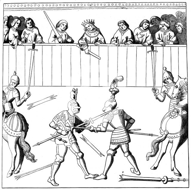 A fight to the death, 15th century (1849). Artist: Unknown