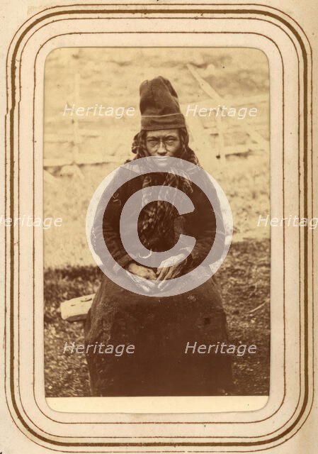 Portrait of Karin Nilsdotter Finnberg, born Länta, age 50, Sirka's Sami village, 1868.  Creator: Lotten von Duben.