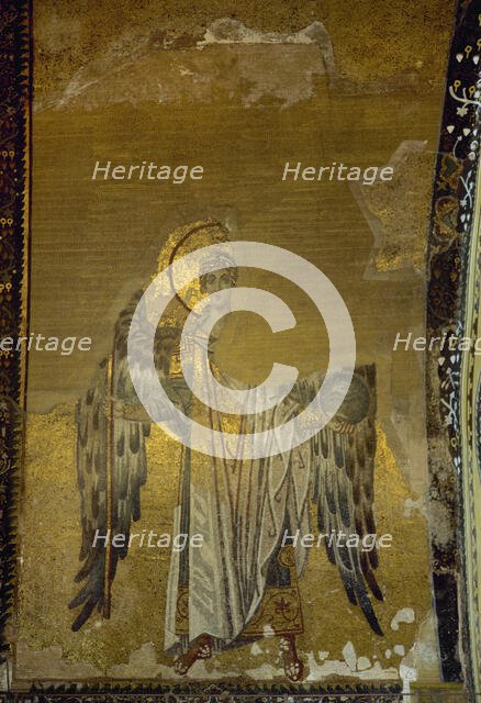 Archangel Gabriel, Byzantine mosaic, Bema Vault, Hagia Sophia, Istanbul, Turkey, c. 867 AD.  Creator: Unknown.