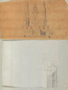 Page from a Scrapbook containing Drawings and Several Prints of Architecture, Int..., ca. 1800-1850. Creators: Workshop of Charles Percier, Workshop of Pierre François Léonard Fontaine.