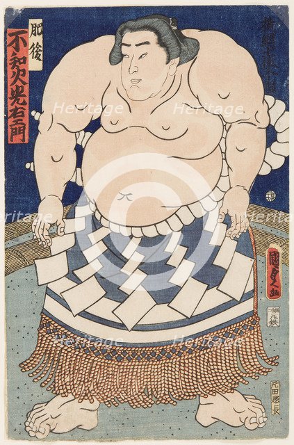 The wrestler Shiranui Mitsuemon, wearing an apron (kesho-mawashi), 1860.