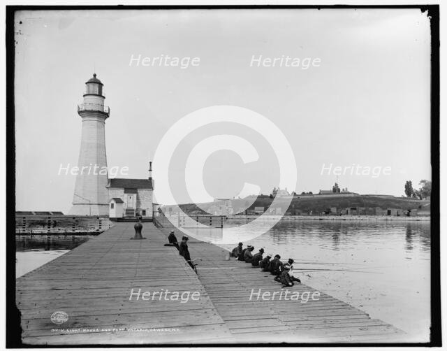 Light house and Fort Ontario, Oswego, N.Y., c1900. Creator: Unknown.