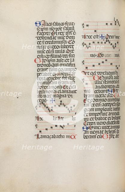 Missale: Fol. 121v: contains music for "Hely Hely Lama etc." within St. Mattion Passion, 1469. Creator: Bartolommeo Caporali (Italian, c. 1420-1503).