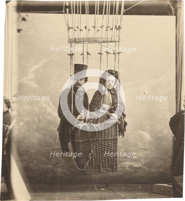 Self-Portrait with Wife Ernestine in a Balloon Gondola, c. 1865, printed c. 1890. Creator: Nadar.