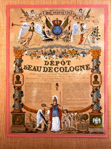 Poster 'Depot d'eau de cologne', hand painting, Paris ca. 1823.
