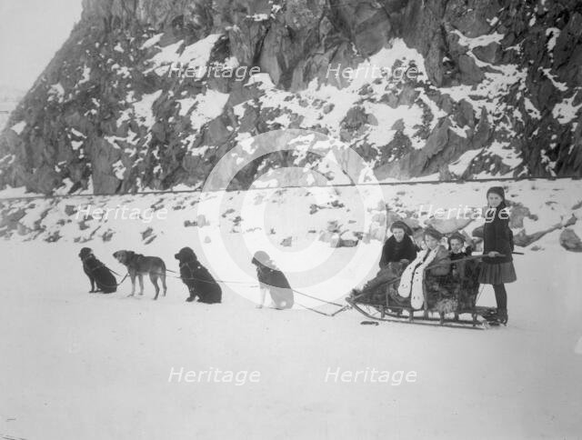 Traveling by dog sled, between c1900 and 1917. Creator: Unknown.