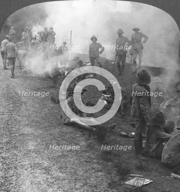'Early morning camp fires and breakfast in the Persian Gulf', World War I, c1914-c1918. Artist: Realistic Travels Publishers