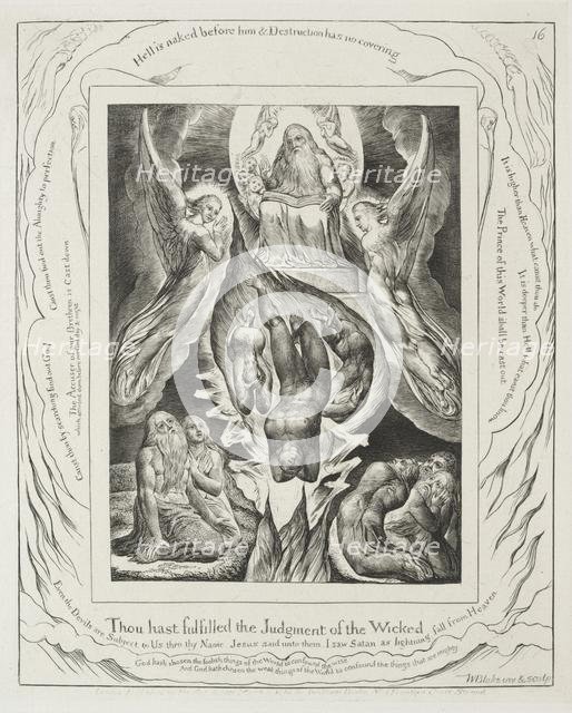 The Book of Job: Pl. 16, Thou hast fulfilled the judgment of the wicked, 1825. Creator: William Blake (British, 1757-1827).